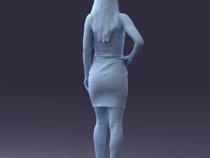 000293 Young Woman in a Fitted Red Dress 1008 3D Model
