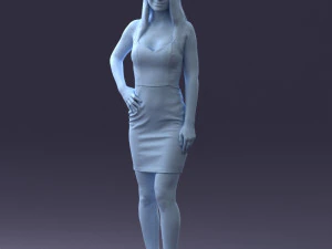 000293 Young Woman in a Fitted Red Dress 1008 3D Model