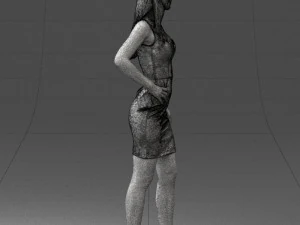 000293 Young Woman in a Fitted Red Dress 1008 3D Model