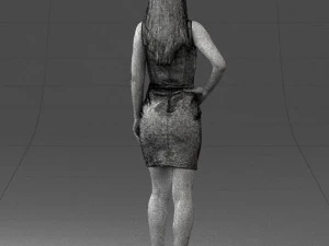 000293 Young Woman in a Fitted Red Dress 1008 3D Model