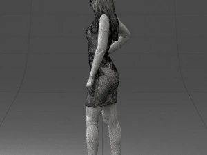 000293 Young Woman in a Fitted Red Dress 1008 3D Model