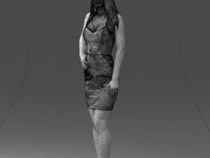 000293 Young Woman in a Fitted Red Dress 1008 3D Model