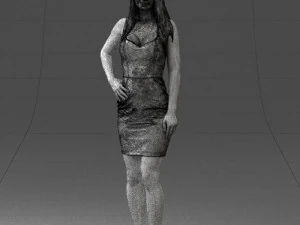 000293 Young Woman in a Fitted Red Dress 1008 3D Model