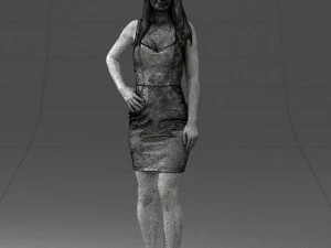 000293 Young Woman in a Fitted Red Dress 1008 3D Model