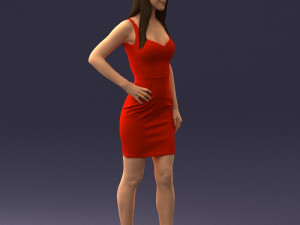 girl in a red dress 1008 3d print ready Modèles 3D en vedette