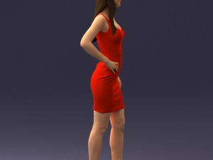 girl in a red dress 1008 3d print ready Modèles 3D en vedette