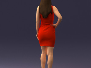 girl in a red dress 1008 3d print ready Modèles 3D en vedette