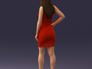 girl in a red dress 1008 3d print ready Modèles 3D en vedette