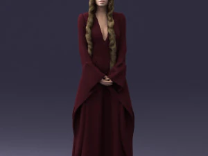 000306 ブルゴーニュドレスのファンタジーレディ 1105 3Dモデル