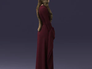 000306 Fantasy Lady in Burgundy Dress 1105 3D Model