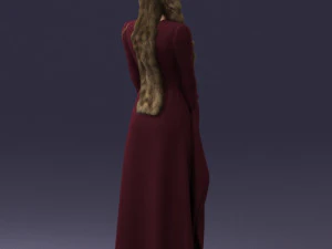 000306 Fantasy Lady in Burgundy Dress 1105 3D Model