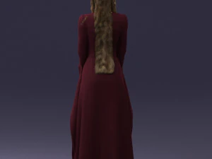 000306 Fantasy Lady in Burgundy Dress 1105 3D Model