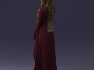 000306 Fantasy Lady in Burgundy Dress 1105 3D Model