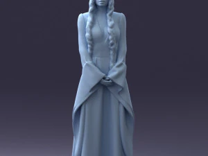 000306 Fantasy Lady in Burgundy Dress 1105 3D Model