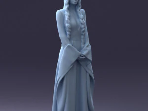 000306 Fantasy Lady in Burgundy Dress 1105 3D Model