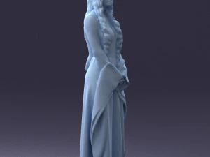 000306 Fantasy Lady in Burgundy Dress 1105 3D Model