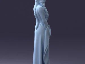 000306 Fantasy Lady in Burgundy Dress 1105 3D Model