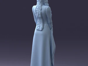 000306 Fantasy Lady in Burgundy Dress 1105 3D Model