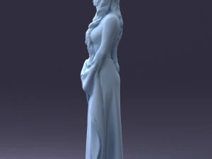 000306 Fantasy Lady in Burgundy Dress 1105 3D Model