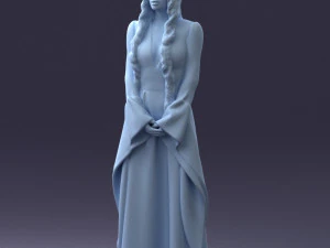000306 Fantasy Lady in Burgundy Dress 1105 3D Model