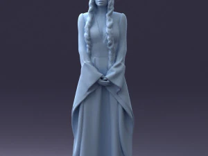 000306 Fantasy Lady in Burgundy Dress 1105 3D Model