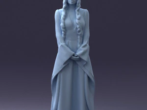 000306 Fantasy Lady in Burgundy Dress 1105 3D Model