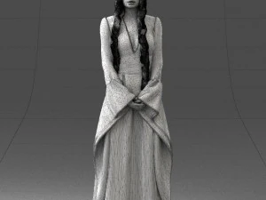 000306 Fantasy Lady in Burgundy Dress 1105 3D Model