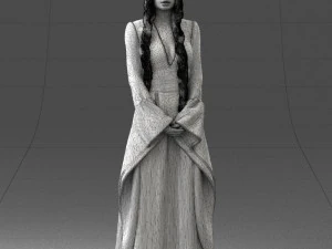 000306 Fantasy Lady in Burgundy Dress 1105 3D Model