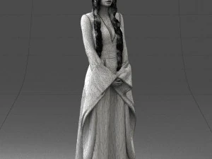 000306 Fantasy Lady in Burgundy Dress 1105 3D Model
