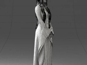 000306 Fantasy Lady in Burgundy Dress 1105 3D Model