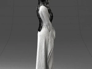 000306 Fantasy Lady in Burgundy Dress 1105 3D Model
