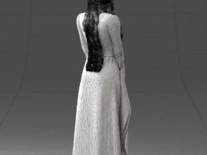 000306 Fantasy Lady in Burgundy Dress 1105 3D Model
