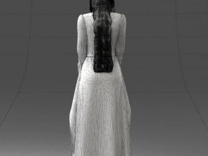 000306 Fantasy Lady in Burgundy Dress 1105 3D Model