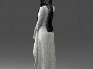 000306 Fantasy Lady in Burgundy Dress 1105 3D Model