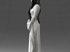 000306 Fantasy Lady in Burgundy Dress 1105 3D Model