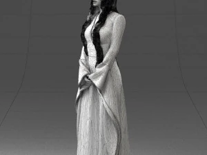 000306 Fantasy Lady in Burgundy Dress 1105 3D Model