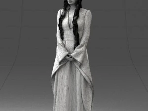 000306 Fantasy Lady in Burgundy Dress 1105 3D Model