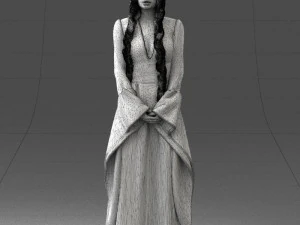 000306 Fantasy Lady in Burgundy Dress 1105 3D Model