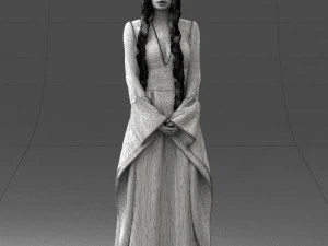 000306 Fantasy Lady in Burgundy Dress 1105 3D Model