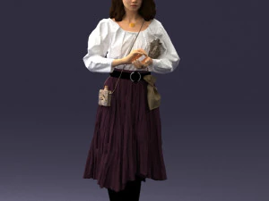 000325 Young Woman in Historical Outfit 1210 3D Model
