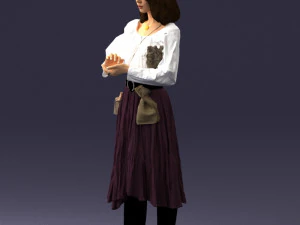 000325 Young Woman in Historical Outfit 1210 3D Model