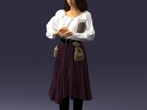 000325 Young Woman in Historical Outfit 1210 3D Model