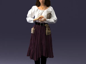 000325 Young Woman in Historical Outfit 1210 3D Model