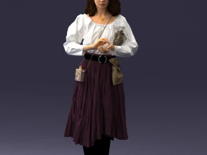000325 Young Woman in Historical Outfit 1210 3D Model