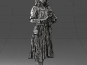 000325 Young Woman in Historical Outfit 1210 3D Model