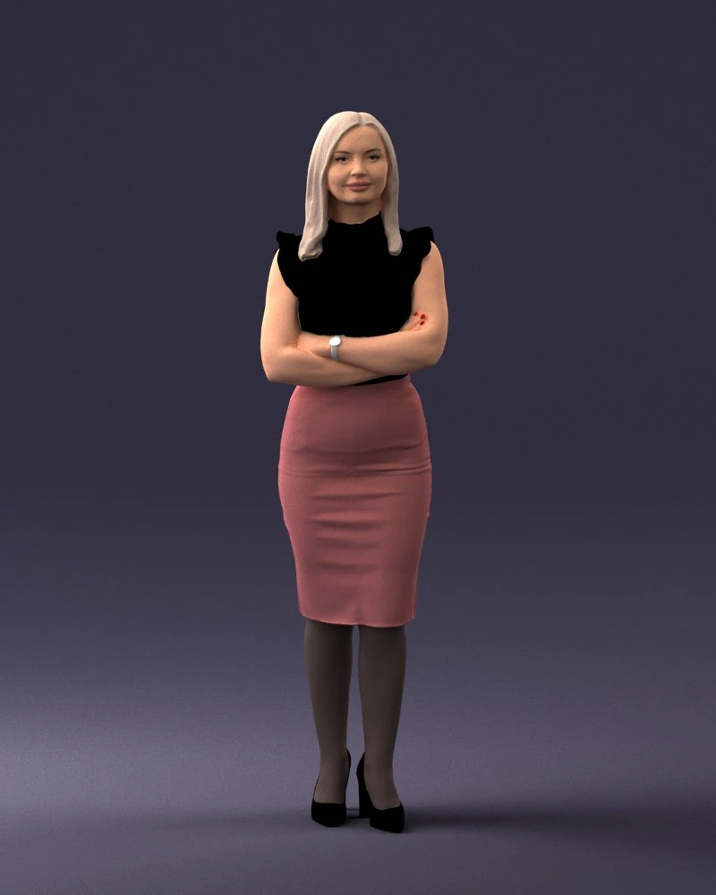 000327 Business Woman Standing 1212 3D Model .c4d .max .obj .3ds .fbx .stl .blend 