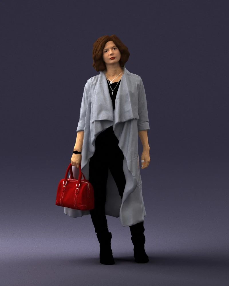 000328 Modern Woman with Red Handbag 1223 3D Model .c4d .max .obj .3ds .fbx .stl .blend 