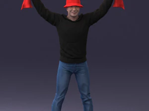000326 Cheering Fan with Scarf 1212 3D Model