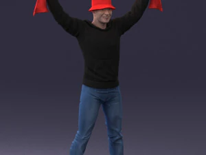 000326 Cheering Fan with Scarf 1212 3D Model