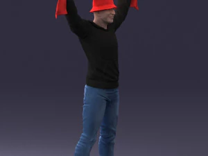 000326 Cheering Fan with Scarf 1212 3D Model